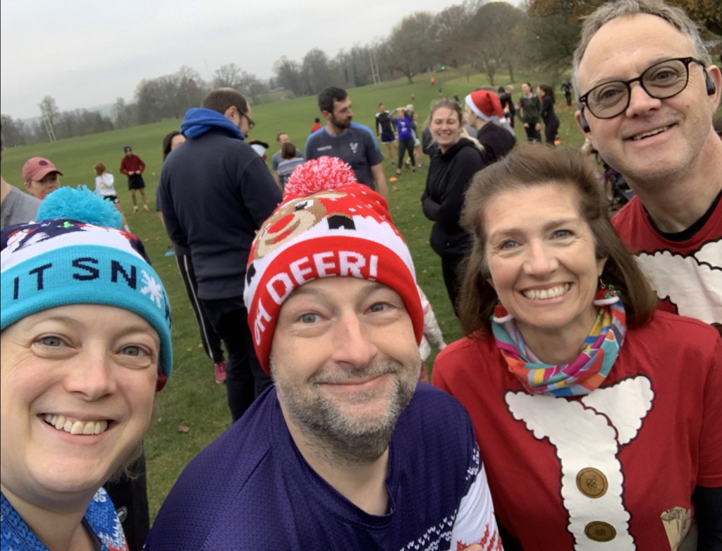 Guildford parkrun 409 festive fancy dress, food bank, firm footing