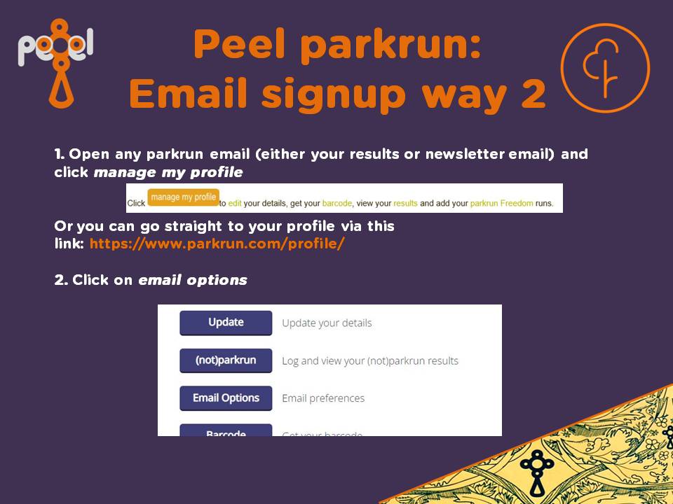Signingup to our mailing list Peel parkrun